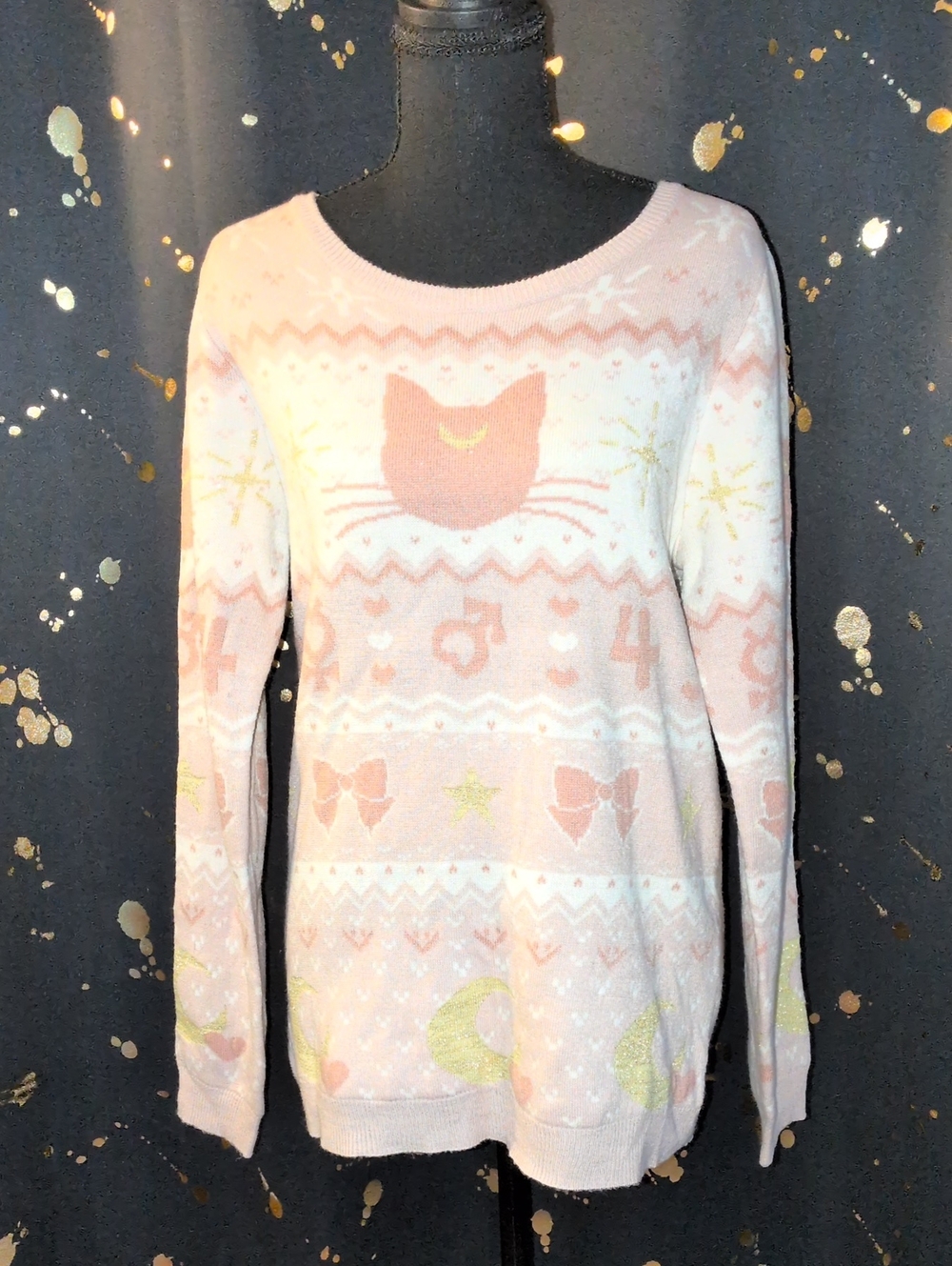 Box Lunch Pink Sailor Moon Luna Crewneck Sweater Size Large